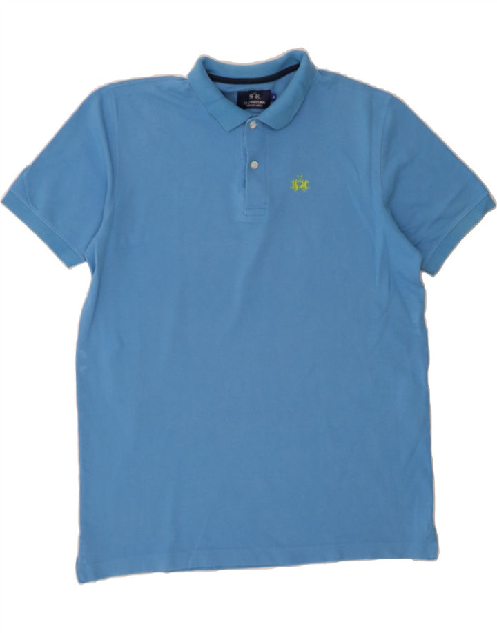 LA MARTINA Mens Polo Shirt Large Blue Cotton Vintage La Martina and Second-Hand La Martina from Messina Hembry 