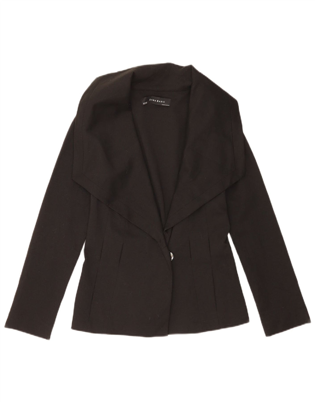 Zara Damen 1-Knopf-Blazerjacke UK 12 Mittelschwarz