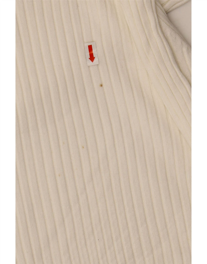 ZARA Damen Crop Rollkragenpullover Pullover UK 10 Small Weiße Viskose