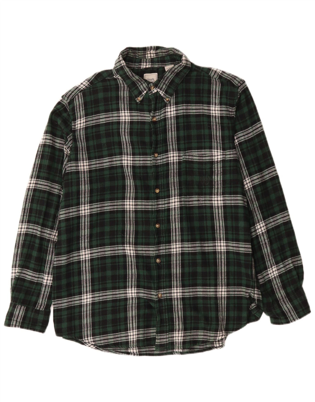 Chaps Herren-Flanellhemd XL, grün kariert, Baumwolle