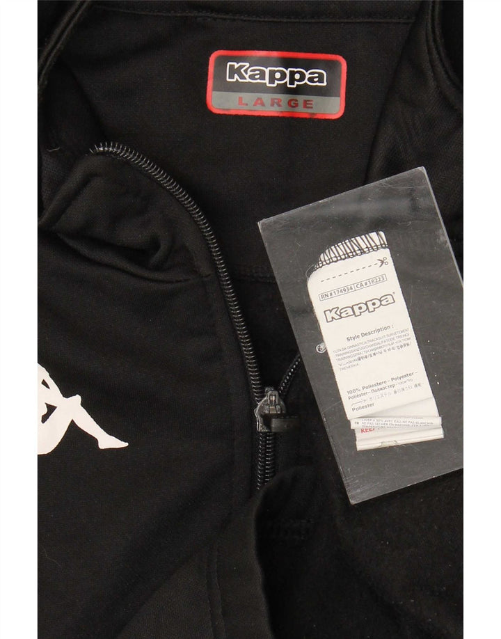 Kappa Herren Grafik-Sweatshirt mit Reißverschluss am Hals, groß, aus schwarzem Polyester