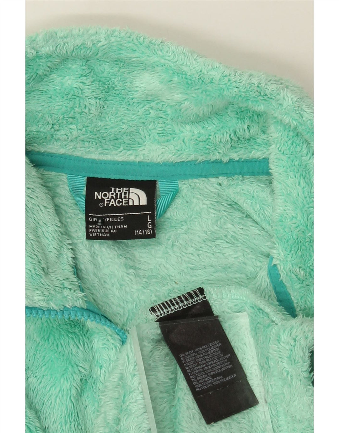 The North Face Mädchen-Fleecejacke, 14–15 Jahre, groß, türkisfarbenes Polyester