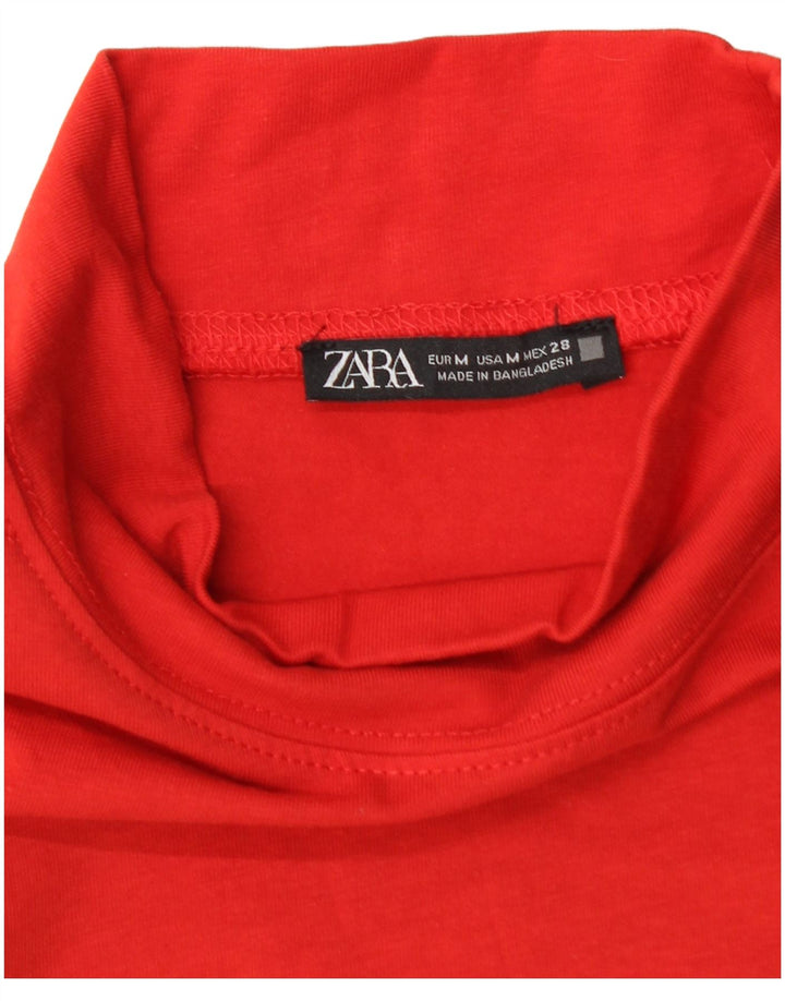 ZARA Womens Crop T-Shirt Top UK 12 Medium Red Cotton