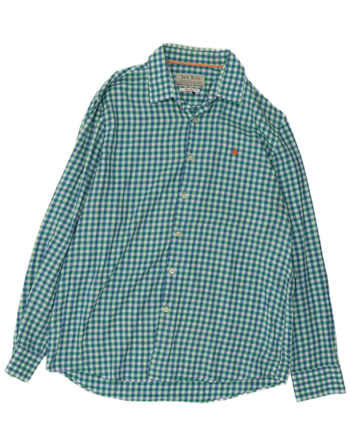 JACK WILLS Herrenhemd, groß, grün, Gingham-Baumwolle