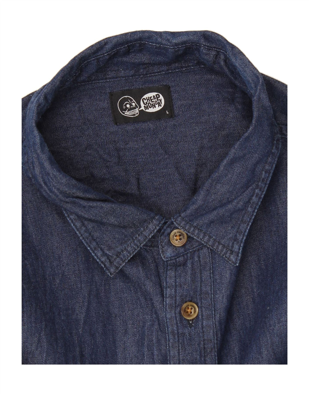 CHEAP MONDAY Mens Shirt Large Navy Blue Vintage Cheap Monday and Second-Hand Cheap Monday from Messina Hembry 