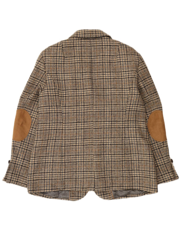 Mona Damen-Blazerjacke mit 4 Knöpfen, Gr. 14, Braun, Hahnentrittmuster