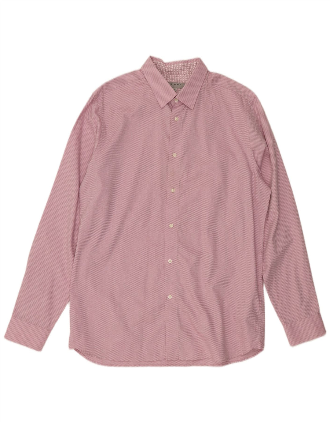Ted Baker Herrenhemd, Größe 4, groß, rosa Argyle/Diamant-Baumwolle