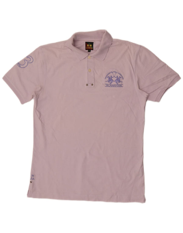 La Martina Herren-Poloshirt mit Grafik, XL, Lila, Baumwolle