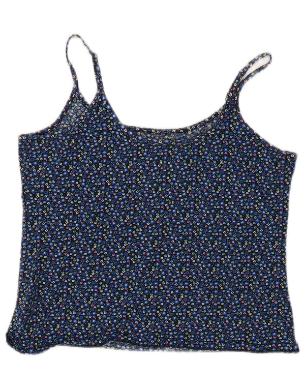 Marks & Spencer Damen Crop Cami Top UK 14 Große marineblaue geblümte Baumwolle
