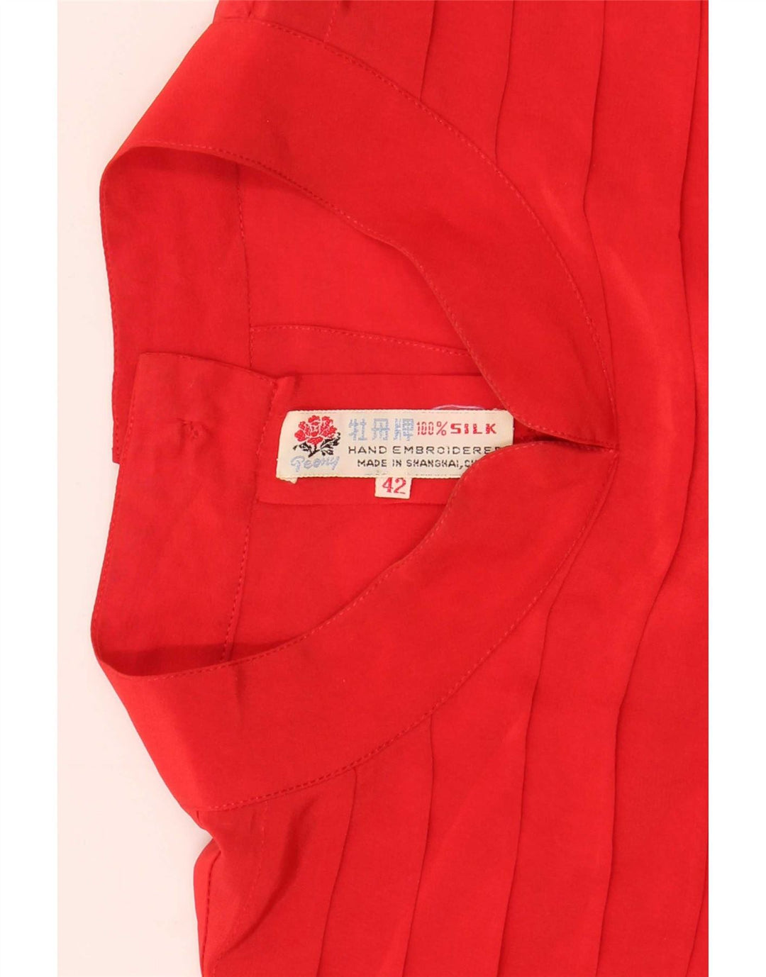 Vintage Damen Hemdbluse EU 42 Große rote Seide