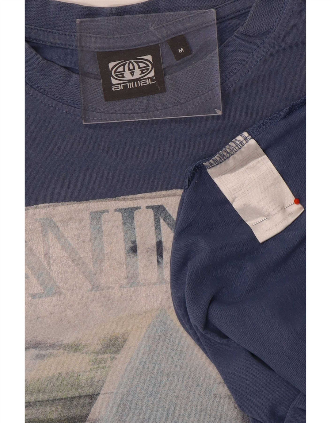 Animal-Grafik-T-Shirt-Oberteil für Herren aus mittelblauer Baumwolle