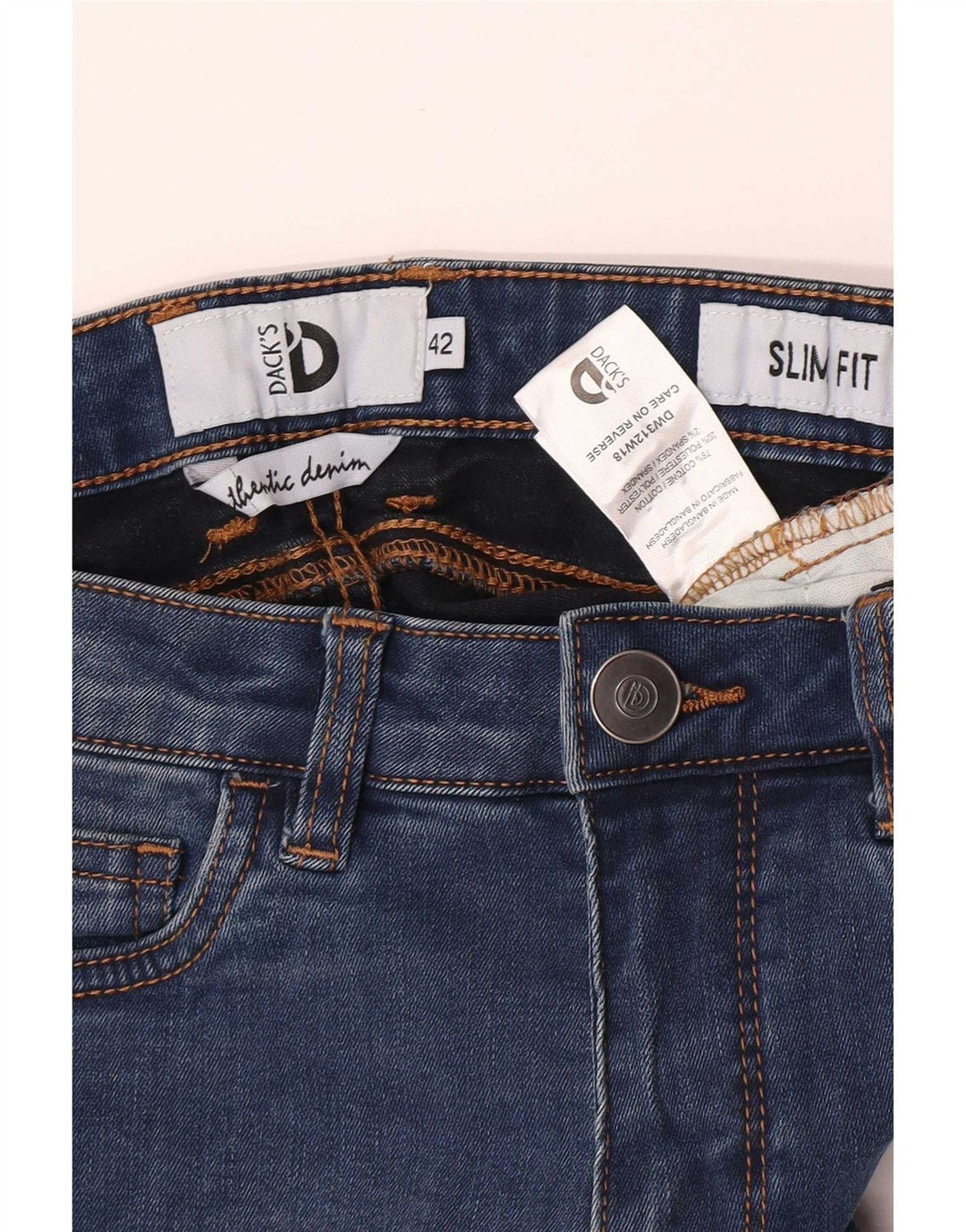Dack's Damen Slim Jeans IT 42 Medium W26 L28 Blaue Baumwolle