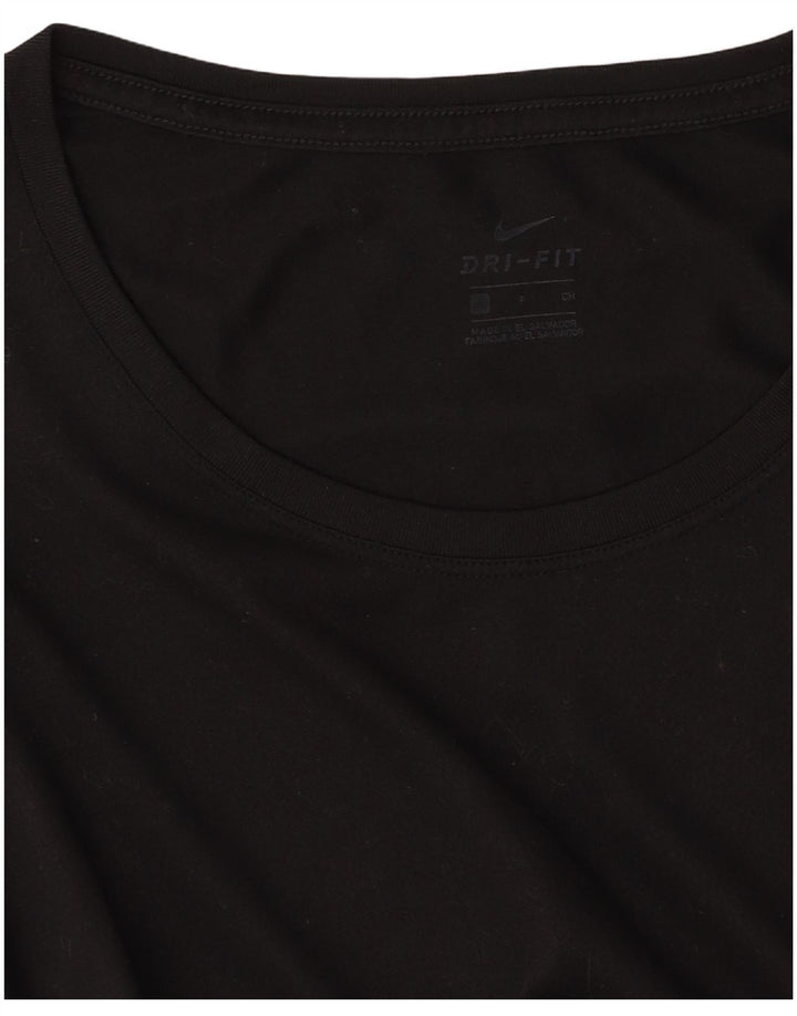 NIKE Damen Dri Fit T-Shirt Top UK 10 Small Schwarz