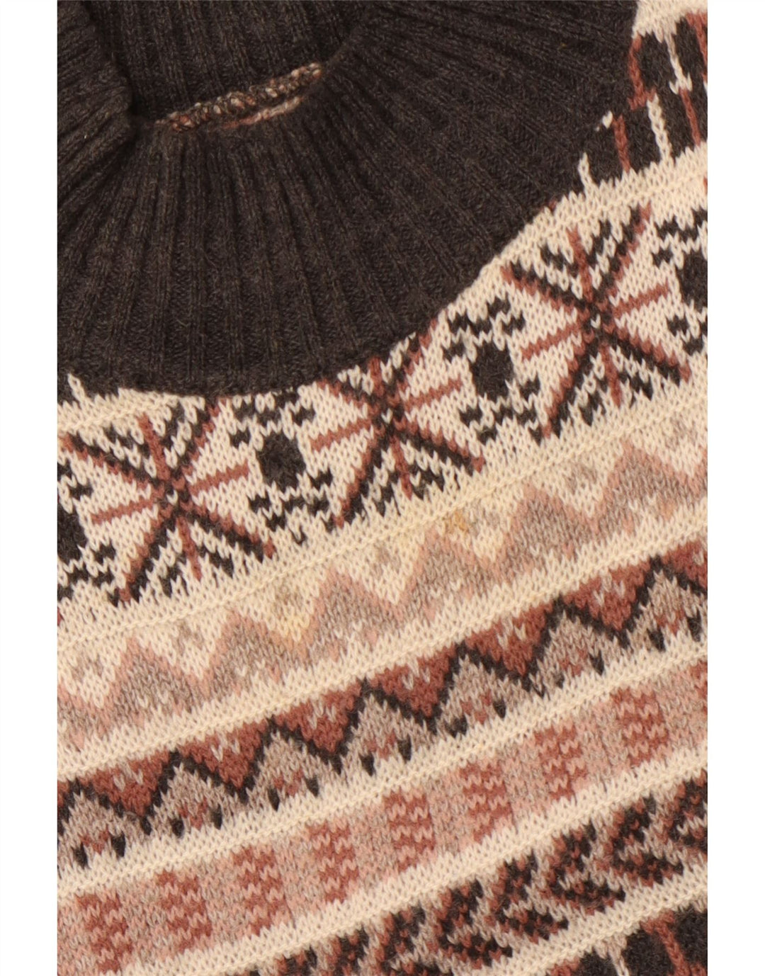 Vintage Herren Rollkragenpullover Pullover Medium Beige Fair Isle Wolle