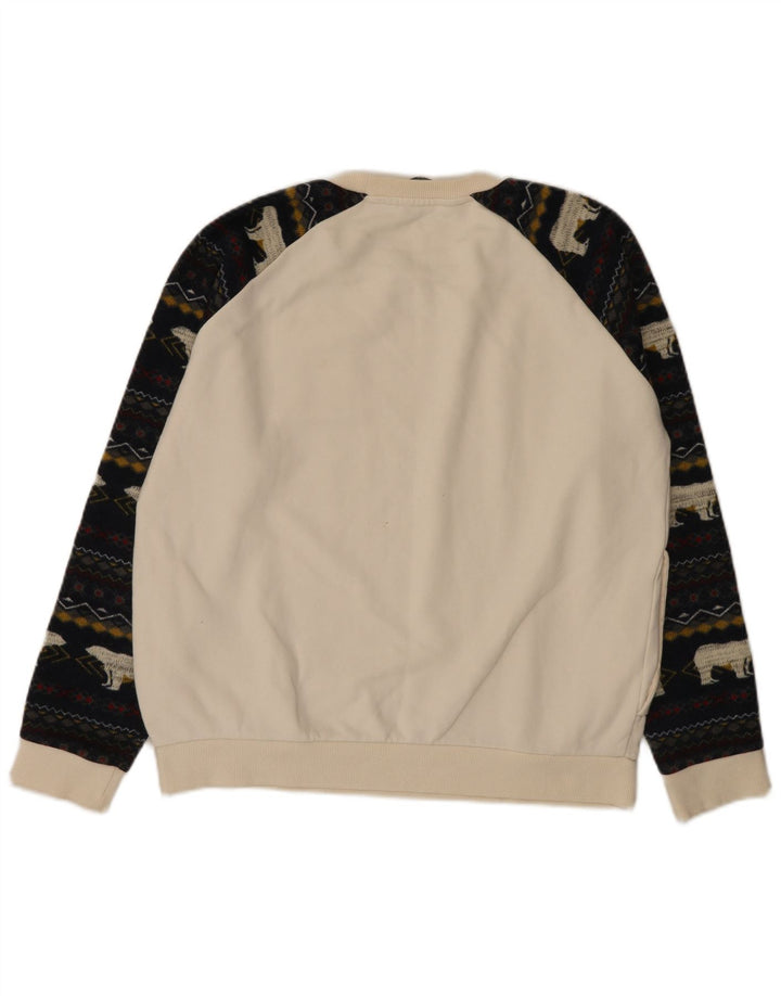 Jeep Herren-Sweatshirt, Pullover, Größe L, Weiß, Fair Isle