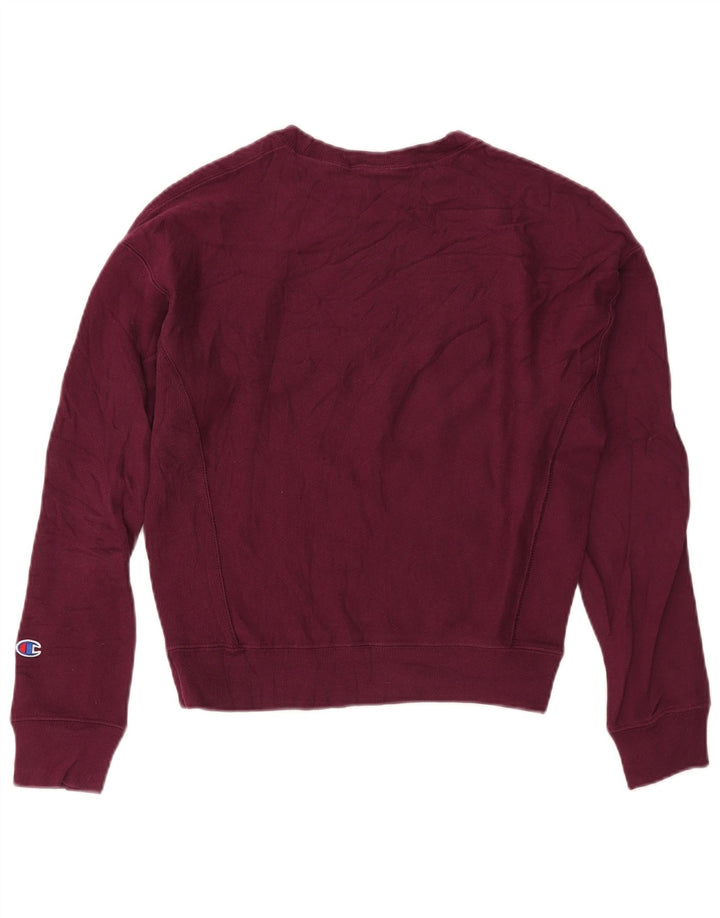 CHAMPION Womens Graphic Oversized Sweatshirt Pullover UK 10 Small Burgund