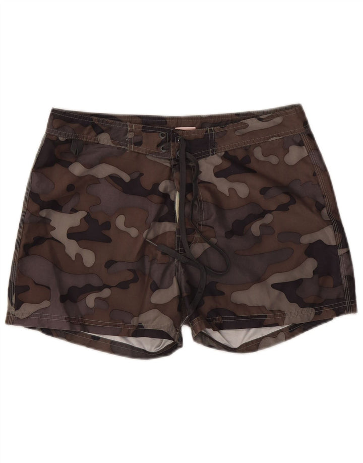 Sundek Herren-Badeshorts W32, groß, braunes Camouflage-Polyester