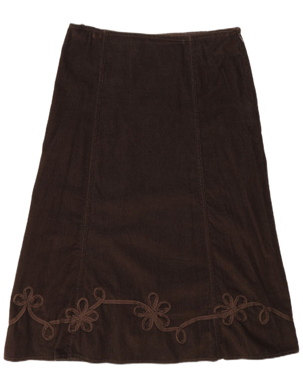 Marks & Spencer Damen Cordrock UK 16 Large W34 Braun geblümt