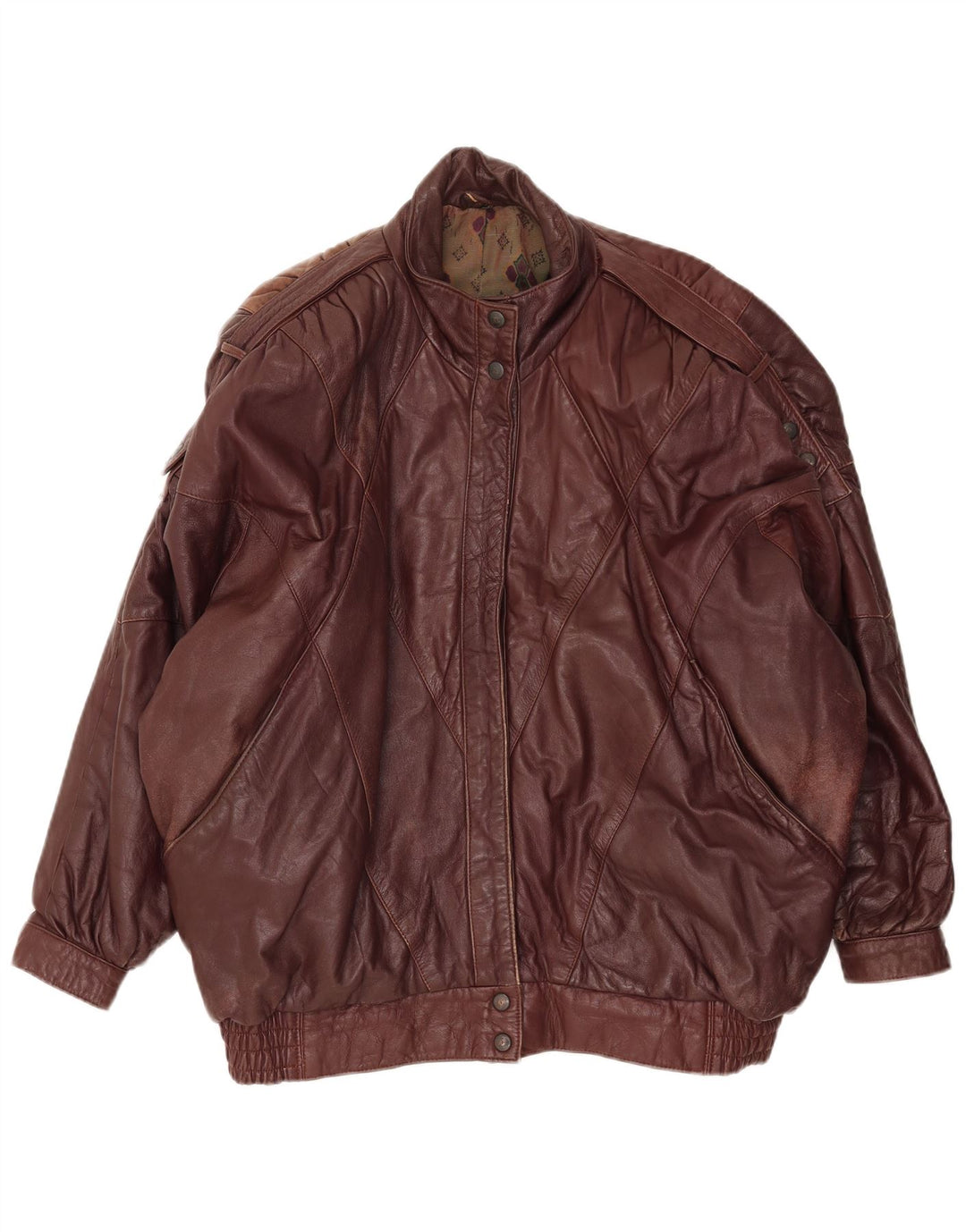 Vintage Damen Übergroße Lederjacke EU 38 Mittelbraunes Leder