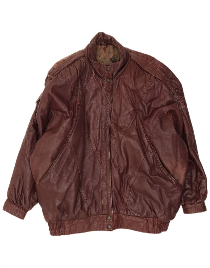 Vintage Damen Übergroße Lederjacke EU 38 Mittelbraunes Leder