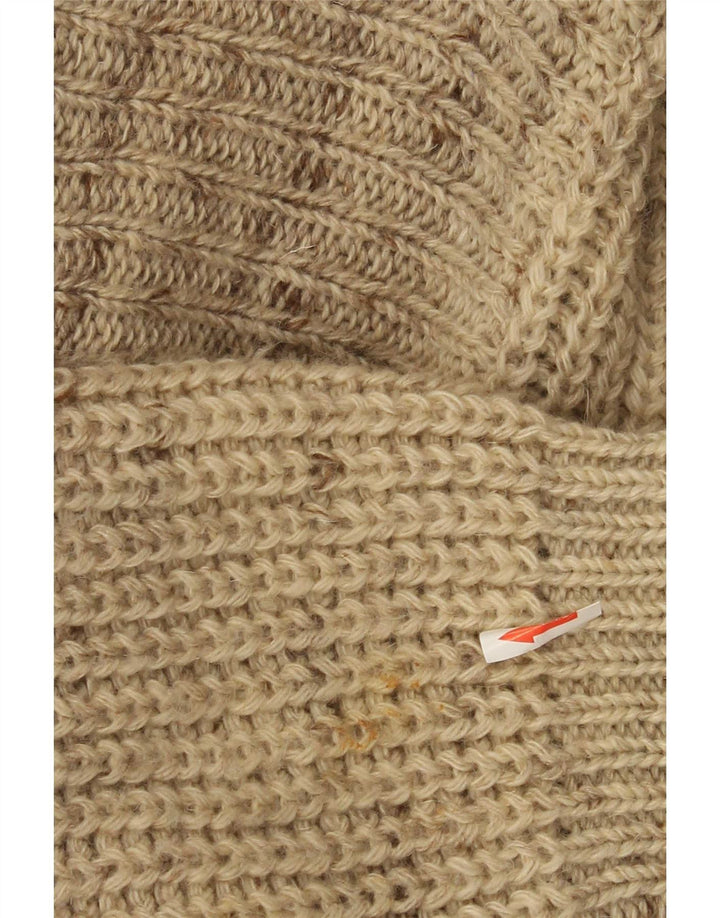 Vintage Herren-Pullover mit Schalkragen, groß, beige gestreift