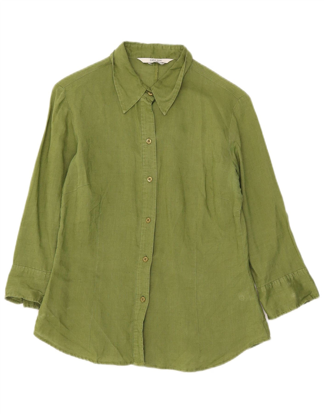 Zara Damen 3/4-Ärmel-Hemd UK 10 Small Grün