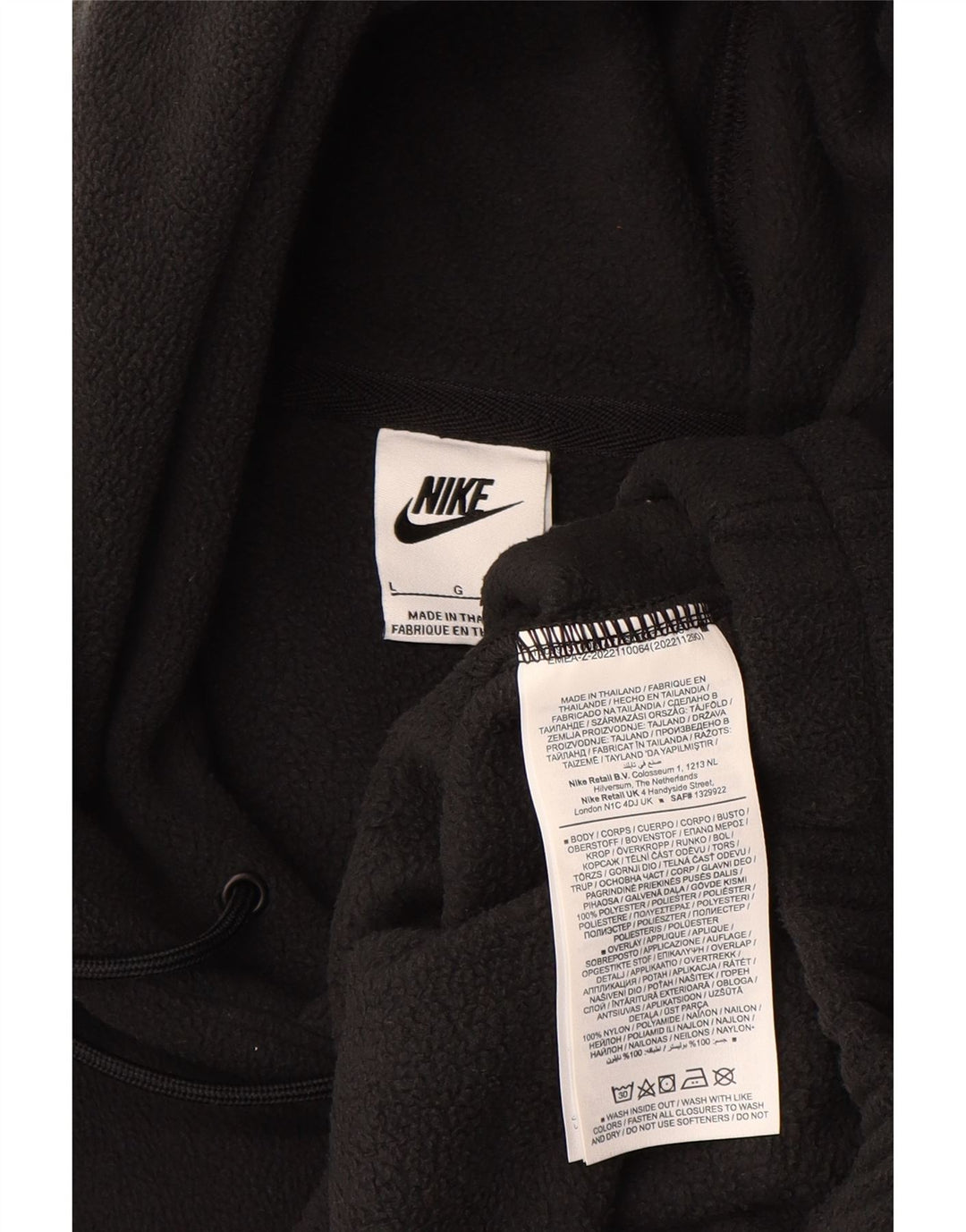Nike Herren-Fleecepullover mit Kapuze, groß, aus schwarzem Polyester