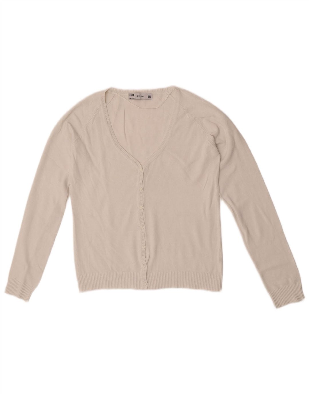 Zara Damen Crop Cardigan Pullover UK 12 Mittelweiße Baumwolle