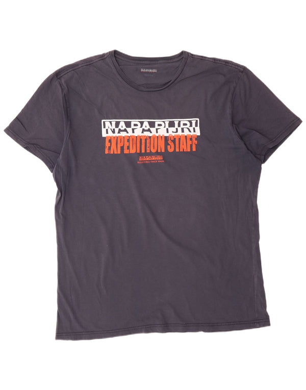 NAPAPIJRI Herren Geographic Graphic T-Shirt Top 3XL Marineblau Baumwolle