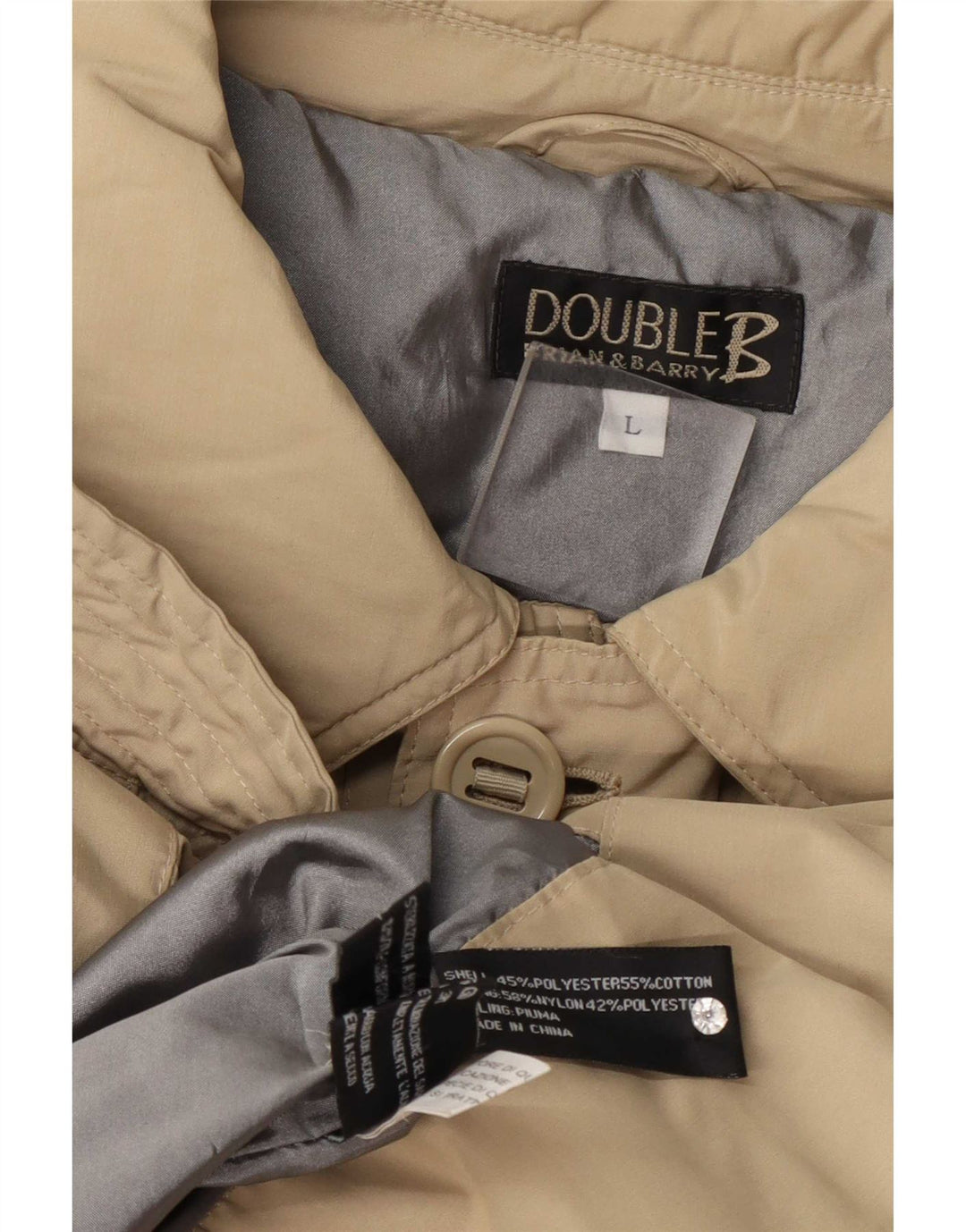 Vintage Herren gepolsterter Mantel UK 40 Large Beige Polyester