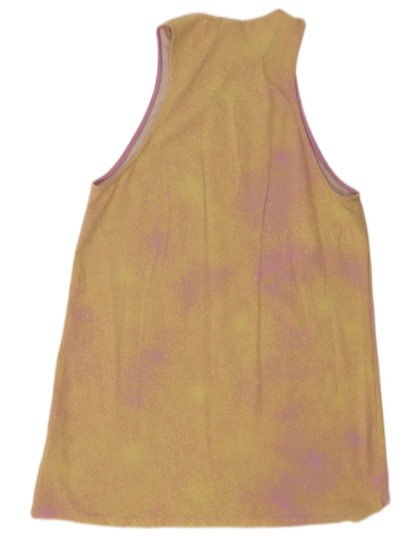 Adidas Damen Ärmelloses T-Shirt-Kleid UK 20 2XL Gelbe Batik-Baumwolle