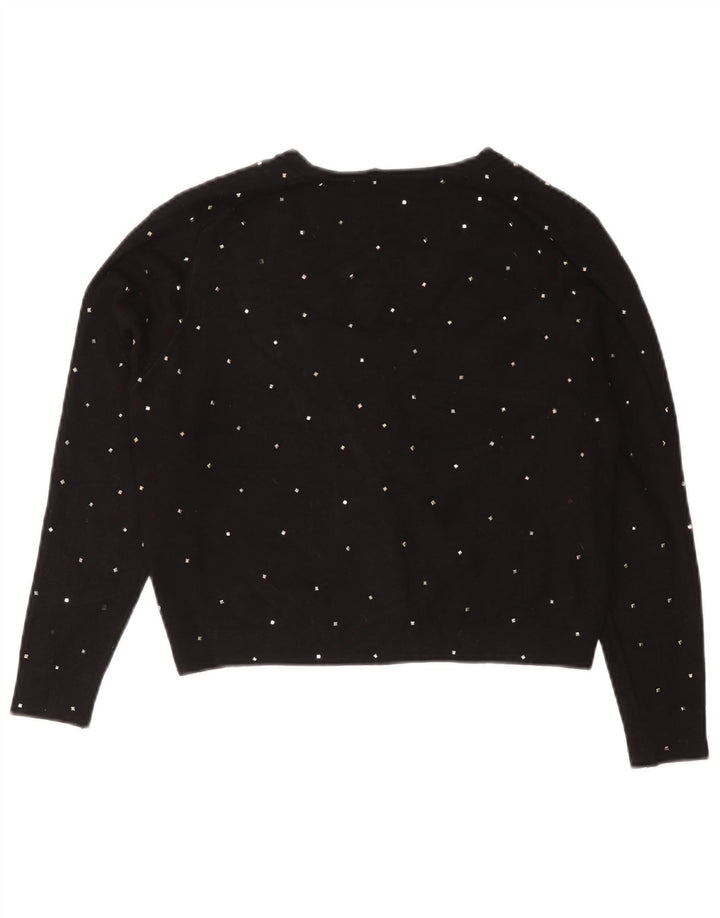 Zara Damen Bolero-Pullover UK 12 Mittelschwarz gefleckte Viskose