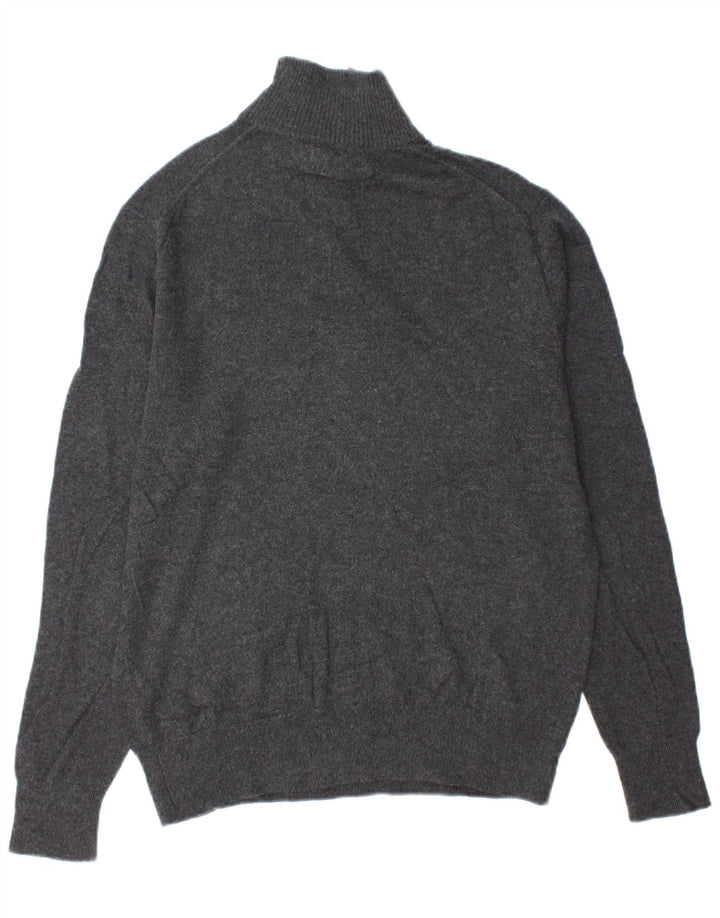 BONOBOS Herren-Pullover mit Reißverschluss am Hals, mittelgraue Baumwolle