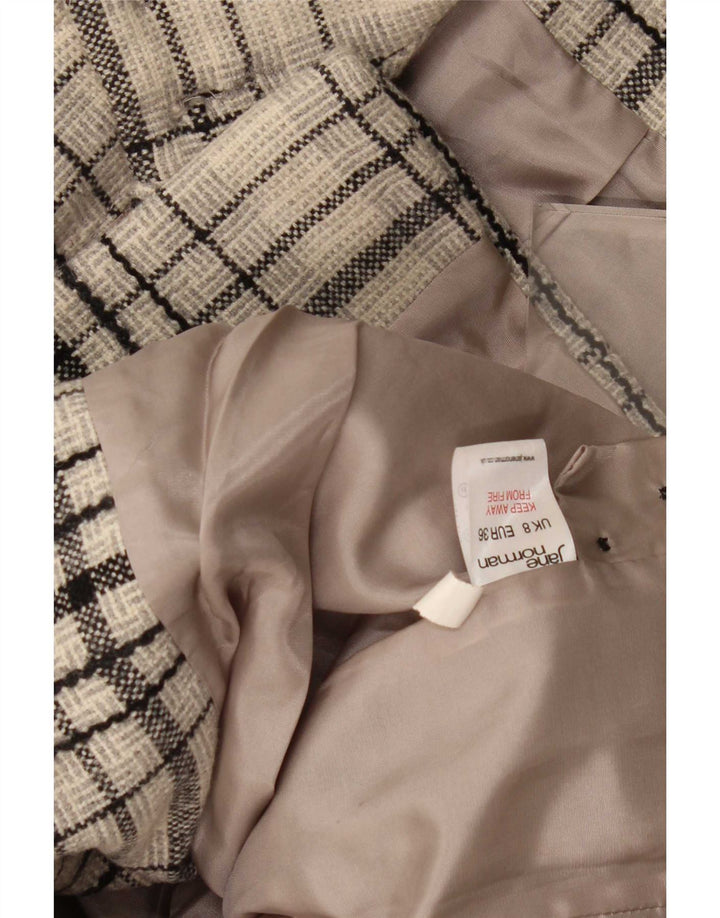 Jane Norman Damenmantel UK 8 Small Grey Check Wool