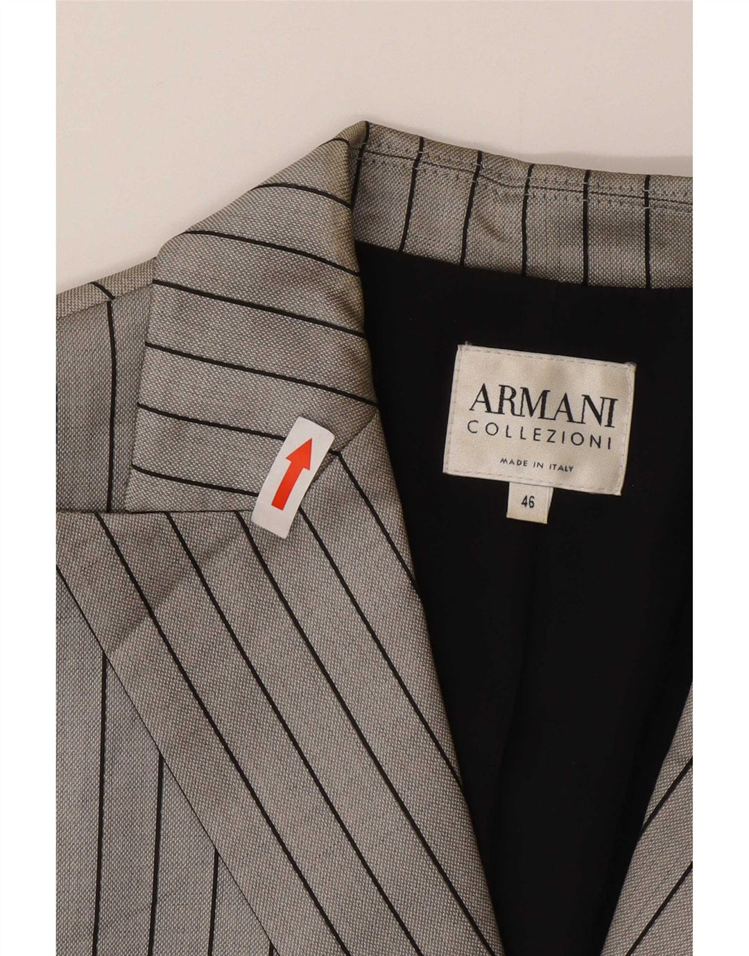 Armani Collezioni Damen 2-Knopf-Blazerjacke IT 46 Large Grauer Nadelstreifen