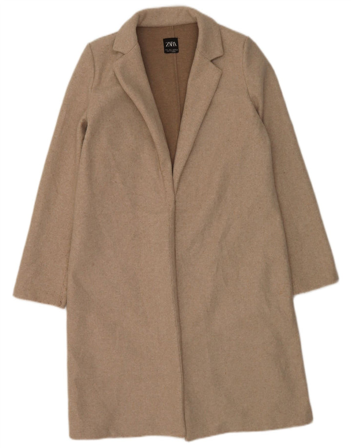 Zara Womens Open Overcoat UK 10 Small Grau Polyester