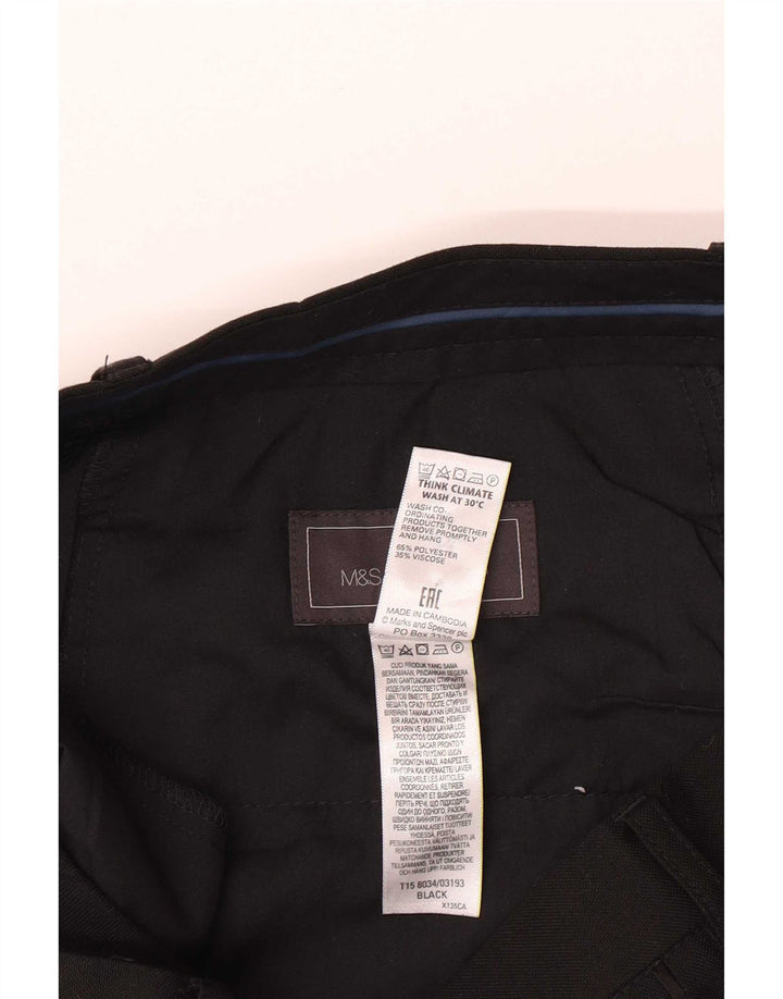 Marks & Spencer Herren Slim Fit Anzughose W34 L31 Schwarz Polyester