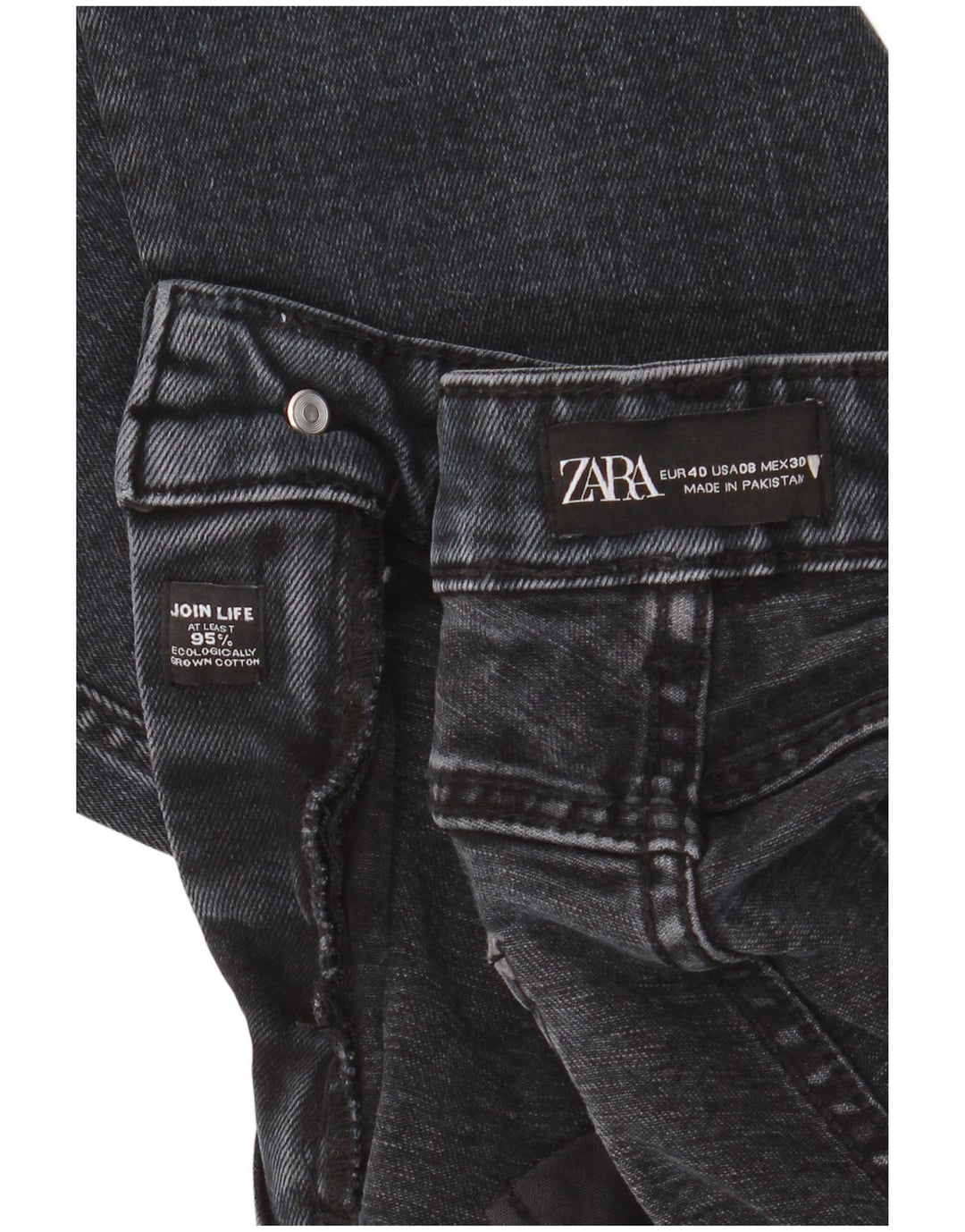 Zara Damen-Cropped-Jeans EU 40 Medium W30 L25 Marineblaue Baumwolle