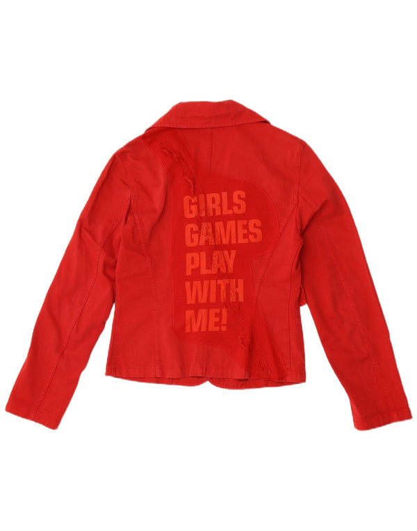 Benetton Womens Graphic 1 Button Blazer Jacke IT 42 Mittelrote Baumwolle