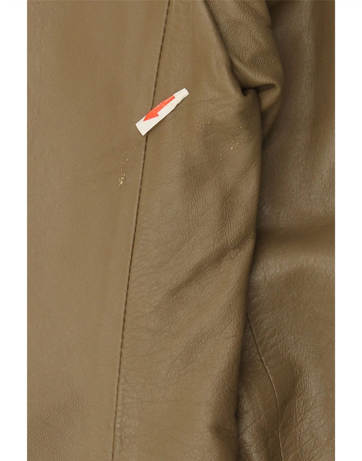 Vintage Damen Übergroße Lederjacke IT 38 XS Khaki Leder