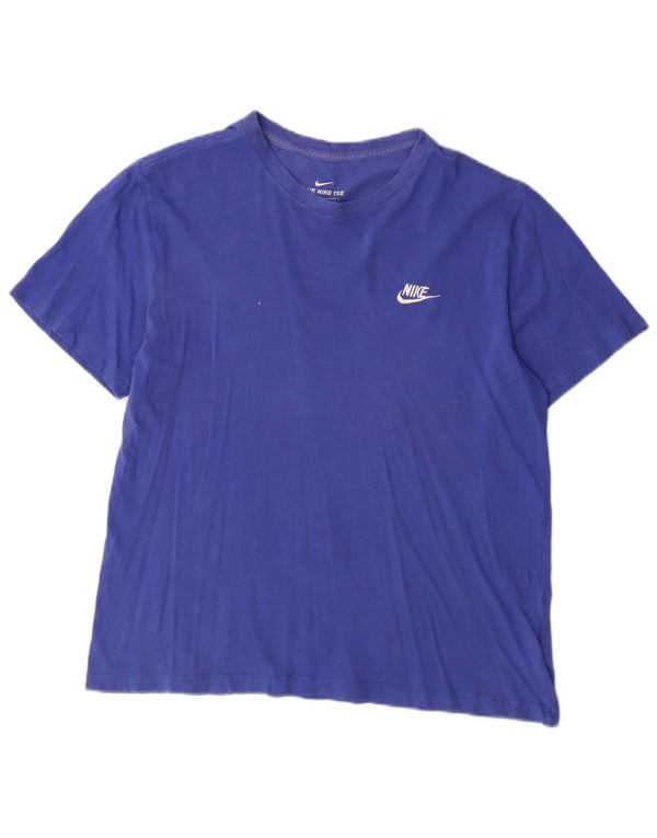 Nike Damen T-Shirt Top UK 16 Large Blau Baumwolle