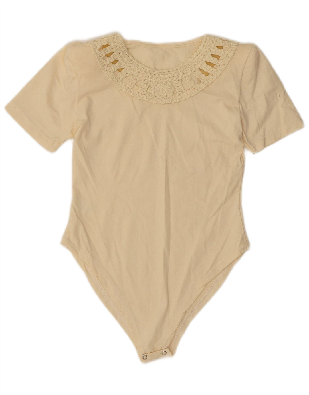 Vintage Damen Body UK 10 Small Beige Baumwolle