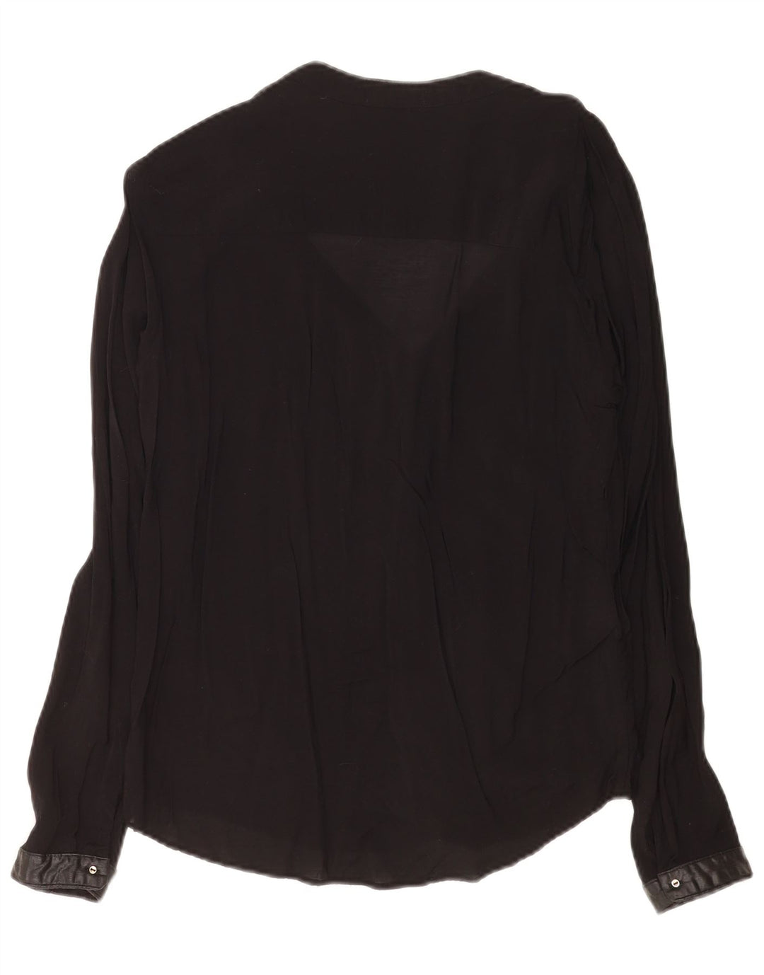Zara Damen Langarm-Hemdbluse UK 14 Large Schwarz