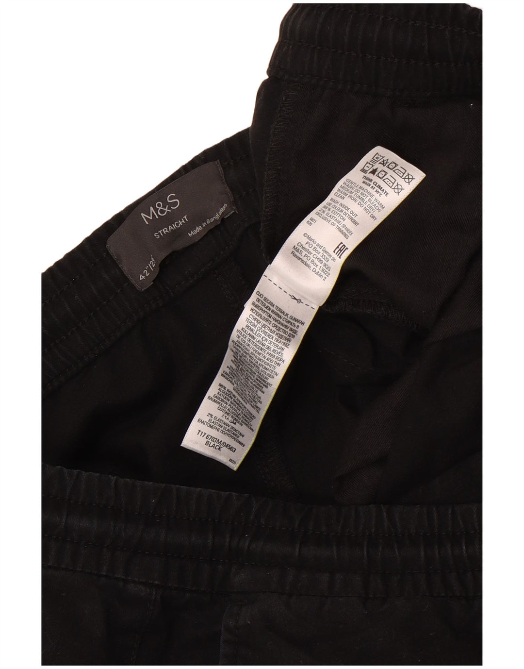 Gerade Herrenhose von Marks & Spencer, W42, L29, schwarze Baumwolle