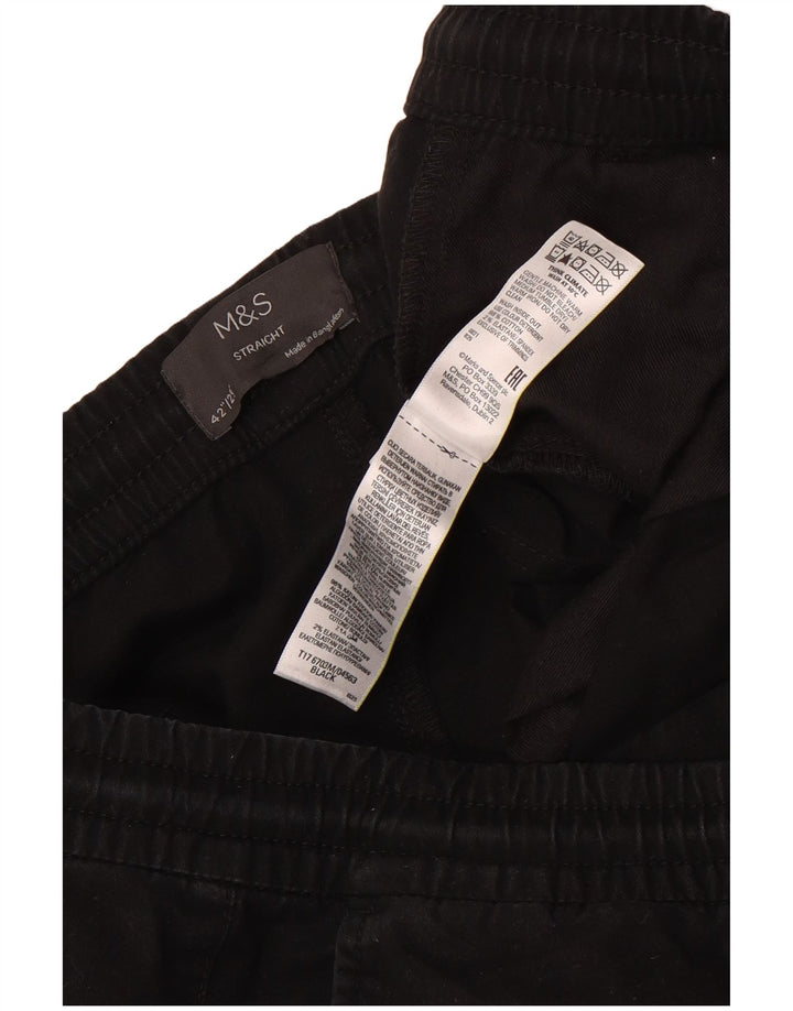 Gerade Herrenhose von Marks & Spencer, W42, L29, schwarze Baumwolle