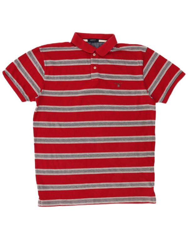 Gant Herren-Poloshirt XL, rot gestreift, Baumwolle