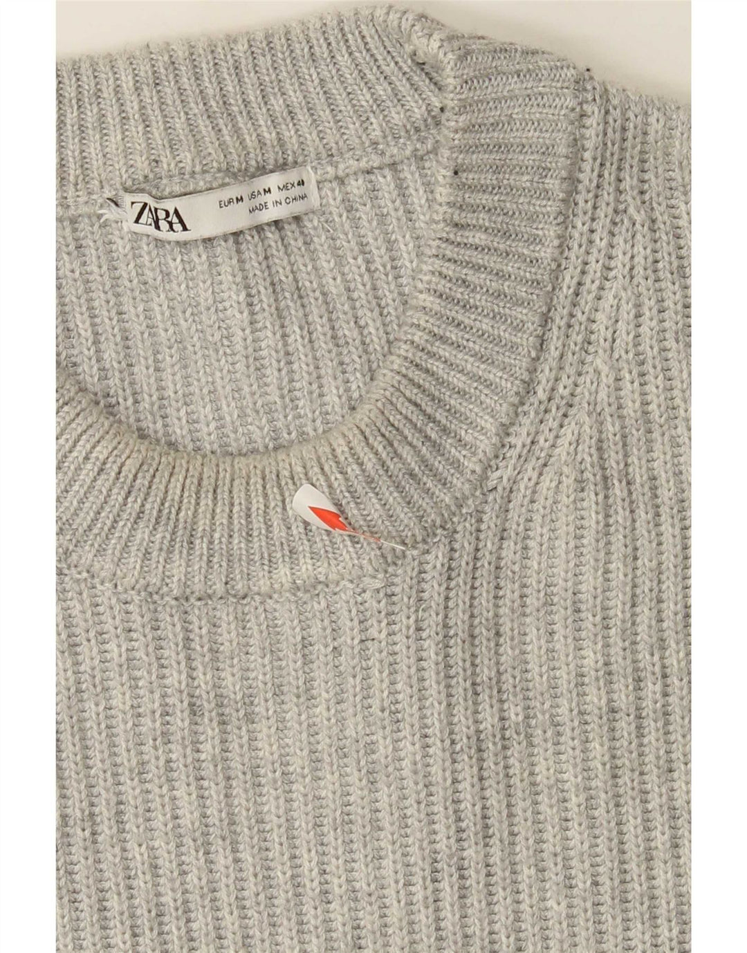 Zara Herren-Pullover mit Rundhalsausschnitt, Mittelgraues Polyester