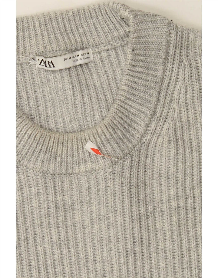 Zara Herren-Pullover mit Rundhalsausschnitt, Mittelgraues Polyester