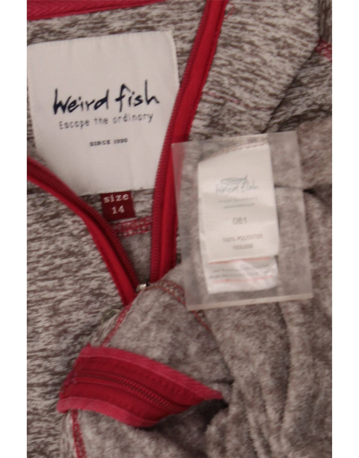 WEIRD FISH Damen-Kapuzenpullover mit Reißverschluss, UK 14, großes grau geflecktes Polyester