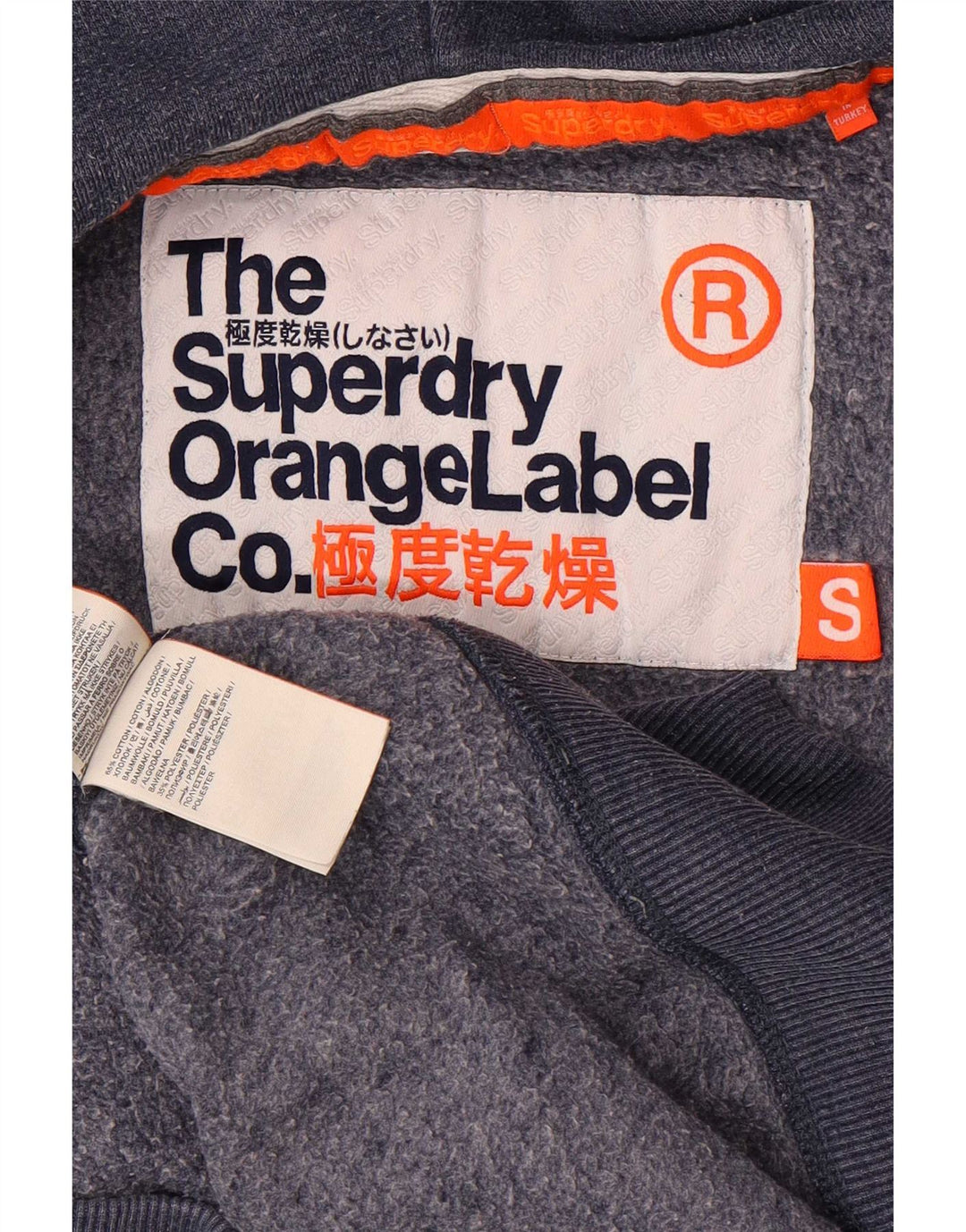 Superdry Herren-Kapuzenpullover mit Reißverschluss, klein, aus blauer Baumwolle